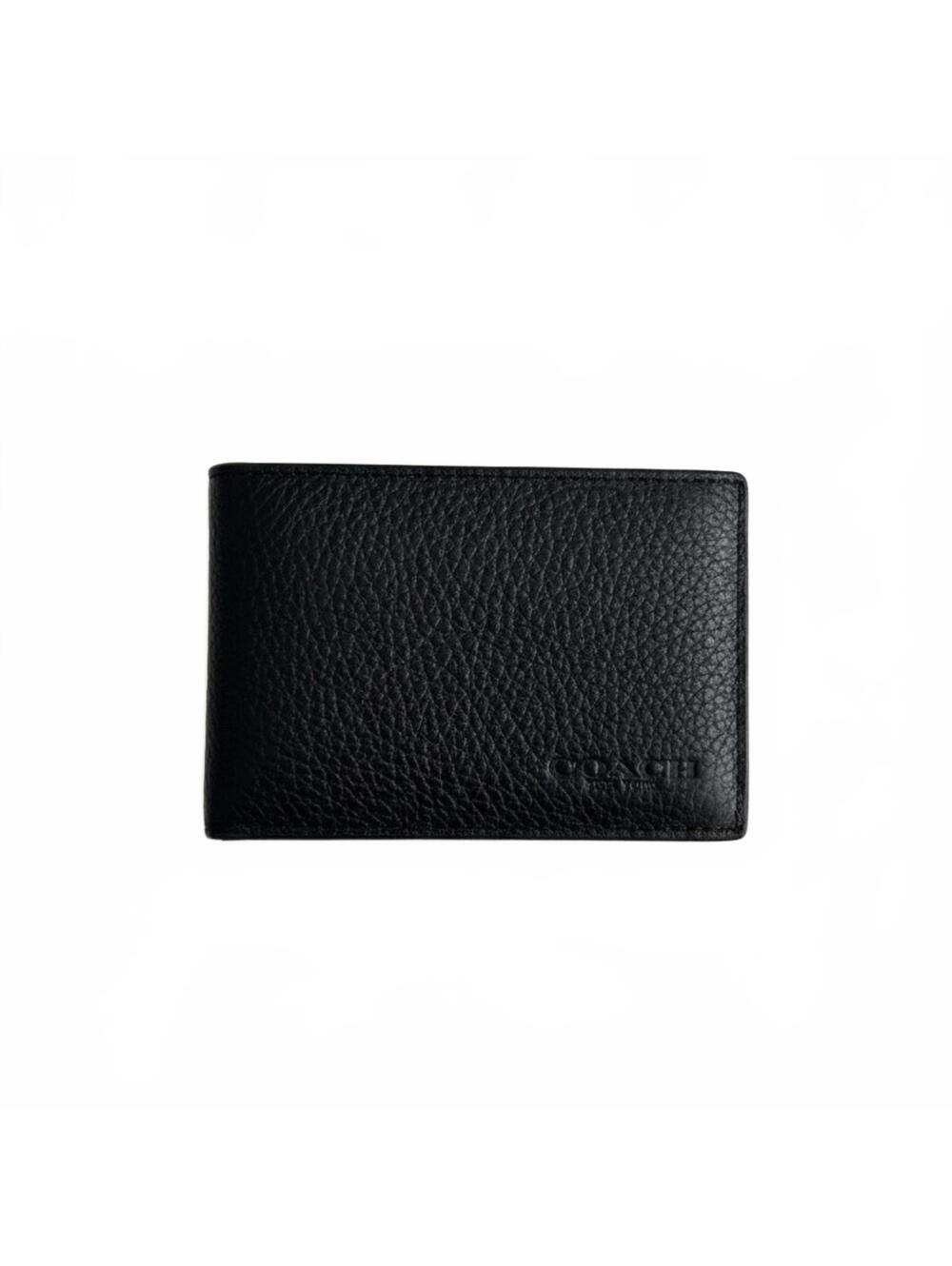 Coach Pebbled Black Leather Card Holder